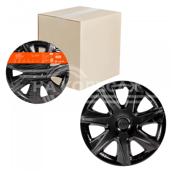 Колпаки колесные 15&quot; &quot;Джой&quot;, черный глянец, карбон, компл. 2 шт.