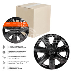 Колпаки колесные 15&quot; &quot;Джой&quot;, черный глянец, карбон, компл. 2 шт.
