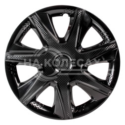 Колпаки колесные 15&quot; &quot;Джой&quot;, черный глянец, карбон, компл. 2 шт.