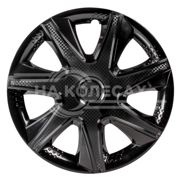 Колпаки колесные 15&quot; &quot;Джой&quot;, черный глянец, карбон, компл. 2 шт.
