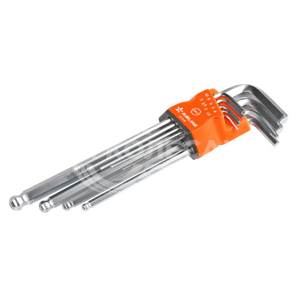 Набор шестигранных ключей удлинённых инбус с шаром 9 предметов (1.5,2,2.5,3,4,5,6,8,10мм) пласт.подвес