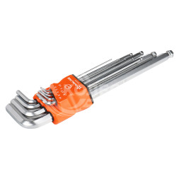 Набор шестигранных ключей удлинённых инбус с шаром 9 предметов (1.5,2,2.5,3,4,5,6,8,10мм) пласт.подвес