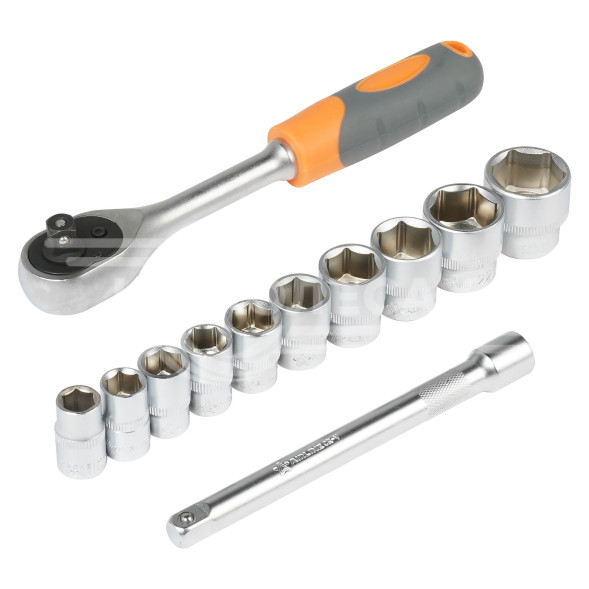 Набор головок с трещоткой 3/8&quot; DR 72Т 12пр. (10,11,12,13,14,15,17,19,22,24мм, удлинитель 150мм)