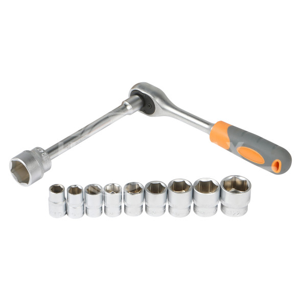 Набор головок с трещоткой 3/8&quot; DR 72Т 12пр. (10,11,12,13,14,15,17,19,22,24мм, удлинитель 150мм)