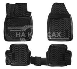 Ковры для Ford Fiesta (Mk VI) (14-), 4 шт., выс. борт, 3D с подпятником, ТЭП, черн.