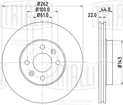 Диск тормозной для автомобилей Renault Megane I (95-) / Laguna (94-) передний d=262 окрашенный