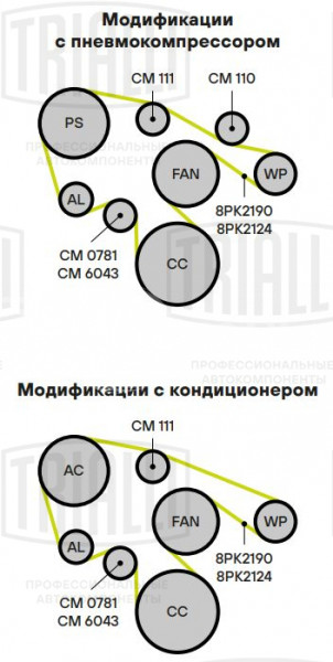 Ролик приводного ремня для автомобилей ГАЗ/ПАЗ/КамАЗ (дв. Cummins Isf 3.8) (опорный) промежуточный ребристый