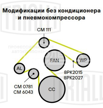Ролик приводного ремня для автомобилей ГАЗ/ПАЗ/КамАЗ (дв. Cummins Isf 3.8) (опорный) промежуточный ребристый