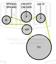 Ролик приводного ремня для автомобилей ГАЗ/ПАЗ/КамАЗ (дв. Cummins Isf 3.8) (опорный) промежуточный ребристый