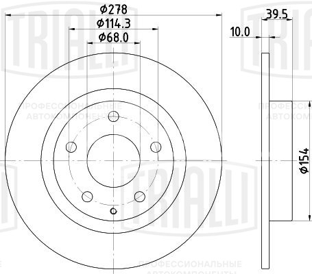 Диск тормозной для автомобилей Mazda 6 (12-) задний d=278