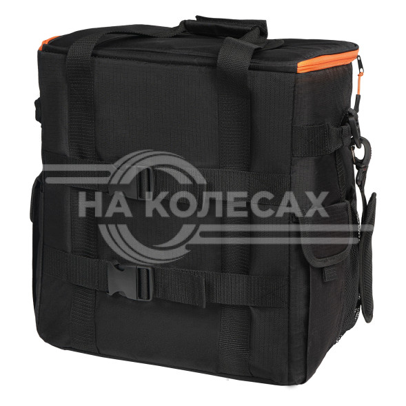 Сумка-холодильник (термосумка) на колесах с телескоп.ручкой 48 л, водонепр., черн./оранж.