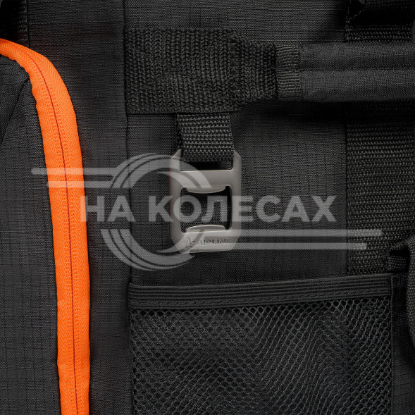 Сумка-холодильник (термосумка) на колесах с телескоп.ручкой 48 л, водонепр., черн./оранж.