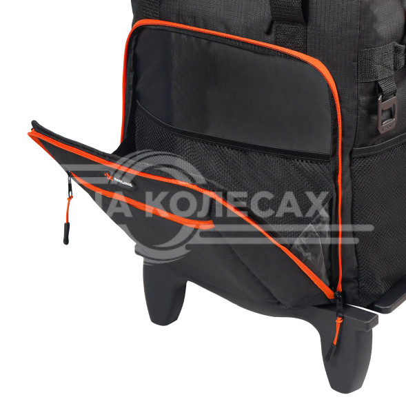 Сумка-холодильник (термосумка) на колесах с телескоп.ручкой 48 л, водонепр., черн./оранж.
