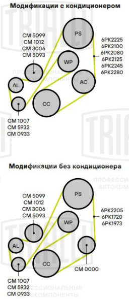 Ролик приводного ремня для автомобилей Ford Mondeo III (00-)/Mondeo IV (07-) 1.8i/2.0i/2.3i (с натяжным механизмом)