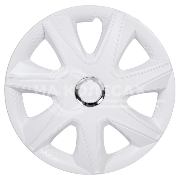 Колпаки колесные 15&quot; &quot;Джой&quot;, белый глянец, хром кольцо, компл. 2 шт.