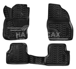 Ковры для Ford Focus II (05-11), 4 шт., выс. борт, 3D с подпятником, ТЭП, черн.