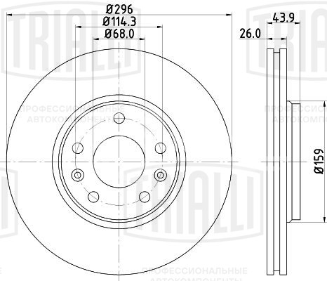 Диск тормозной для автомобилей Renault Megane III (08-) / Laguna (07-) / Scenic (09-) / Latitude (10-) передний d=296