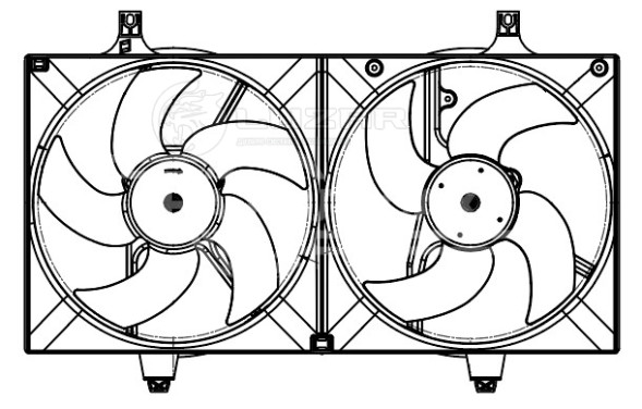 Электровентилятор охлаждения для а/м Nissan Almera N16 (00-)/Primera P12 (02-) (2 вентилятора) (с кожухом)