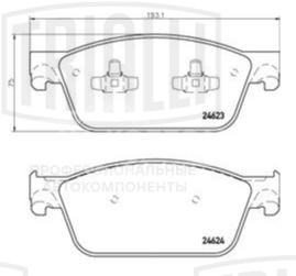 Колодки тормозные дисковые передние для автомобилей VW Transporter T5 (03-) 193.1мм (PF 1841)
