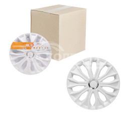 Колпаки колесные 15&quot; &quot;Волтек&quot;, белый глянец, хром кольцо, компл. 2 шт.