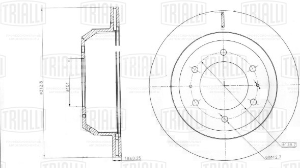 Диск тормозной задний для автомобилей Great Wall Hover (05-) d=313