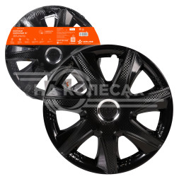 Колпаки колесные 15&quot; &quot;Джой&quot;, черный глянец, хром кольцо, компл. 2 шт.