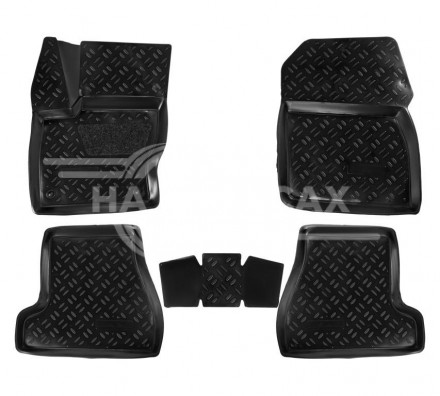 Ковры для Ford Focus III (2011-), 5 шт., выс. борт, 3D с подпятником, ТЭП, черн.