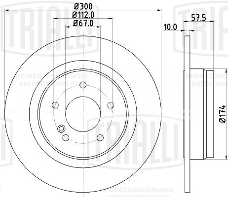 Диск тормозной для автомобилей Mercedes C (W204) (07-) задний d=300