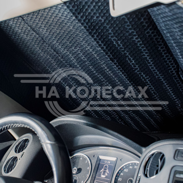 Шторка солнцезащитная PRO 60*130см на лобовое стекло, 200г/м2, черный/серый