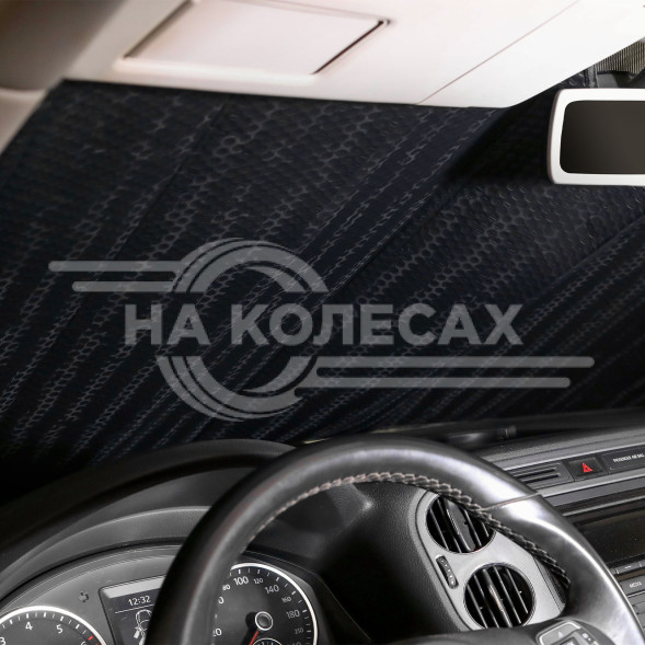 Шторка солнцезащитная PRO 60*130см на лобовое стекло, 200г/м2, черный/серый