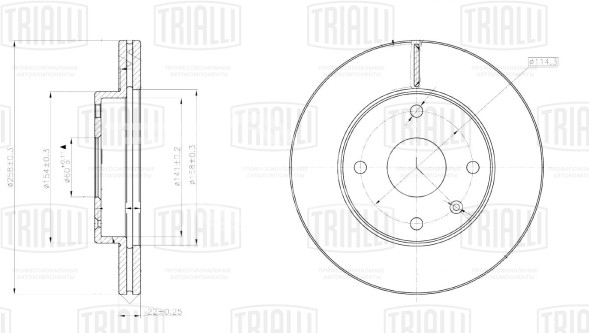 Диск тормозной передний для автомобилей Chery Fora (06-) / TAGAZ Vortex Estina (08-) d=258
