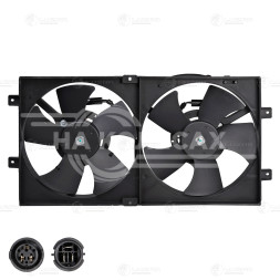 Электровентилятор охлаждения для автомобилей Chery Bonus (A13) (11-)/Very (A13) (11-) (2 вентилятора) (с кожухом)