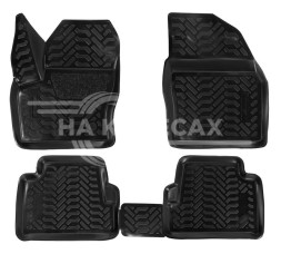 Ковры для Ford Kuga (2013-), 4 шт., выс. борт, 3D с подпятником, ТЭП, черн.