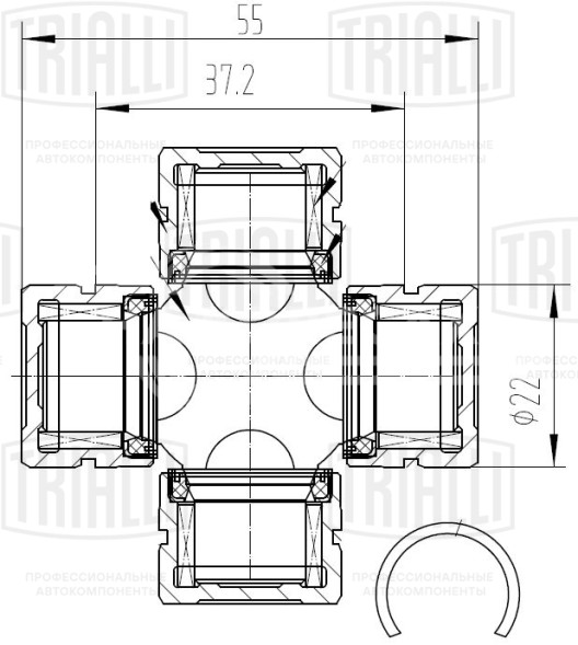 Крестовина для автомобилей Mitsubishi Delica (94-) (22x37.2x55)
