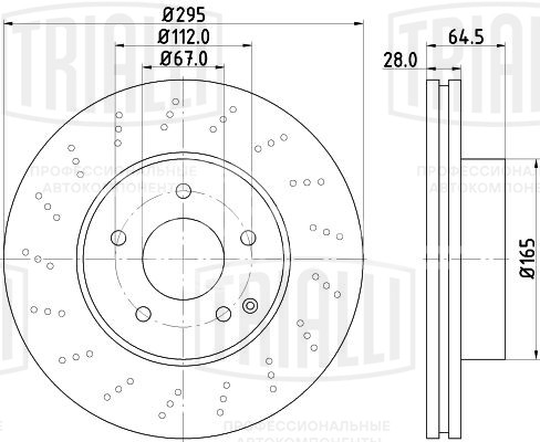Диск тормозной для автомобилей Mercedes C (W204) (07-) передний d=295 (для автомобилей с AMG пакетом)