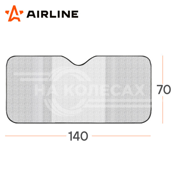 Шторка солнцезащитная PRO 70*140см на лобовое стекло, 200г/м2, черный/серый