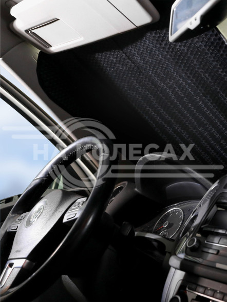 Шторка солнцезащитная PRO 70*140см на лобовое стекло, 200г/м2, черный/серый