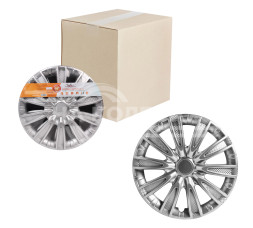 Колпаки колесные 16&quot; &quot;Торнадо&quot;, серебристый, карбон, компл. 2 шт.