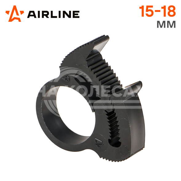 Хомут 15-18/7 мм, силовой зубчатый замок, пластик (ПА66) черный