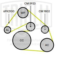 Ролик приводного ремня для автомобилей SsangYong Kyron (05-)/Actyon (05-) 2.0XDi/VW Touareg (02-)/Audi Q7 (06-) 2.5TDi/2.7TDi/3.0TDI /Mercedes Sprinter (00-)/M W164 (05-) (опорный)
