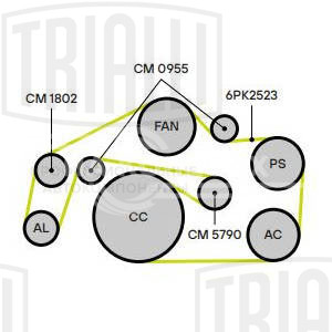 Ролик приводного ремня для автомобилей SsangYong Kyron (05-)/Actyon (05-) 2.0XDi/VW Touareg (02-)/Audi Q7 (06-) 2.5TDi/2.7TDi/3.0TDI /Mercedes Sprinter (00-)/M W164 (05-) (опорный)