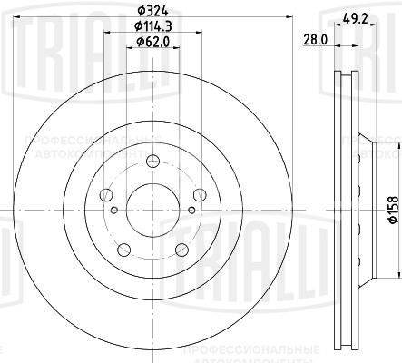 Диск тормозной передний для автомобилей Toyota Venza (08-) d=324