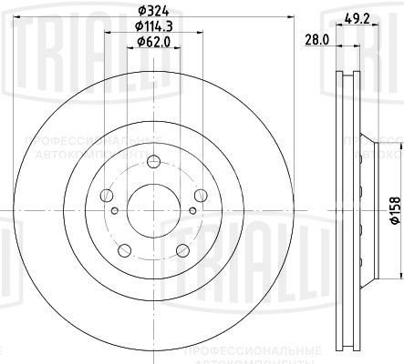 Диск тормозной передний для автомобилей Toyota Venza (08-) d=324