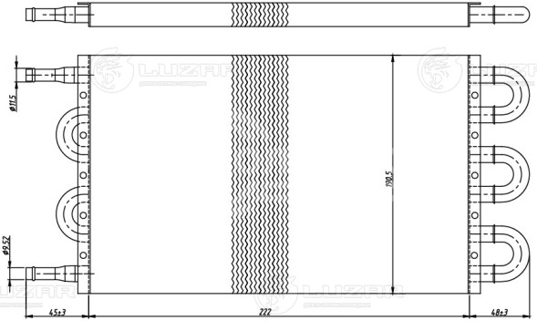Радиатор масляный дополнительный АКПП для автомобилей с двигателями 1.5L-1.8L (сердц. 222*190*19) (универсальный)