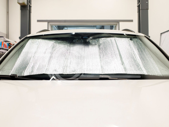 Шторка солнцезащитная PRO 80*150см на лобовое стекло, 200г/м2, черный/серый