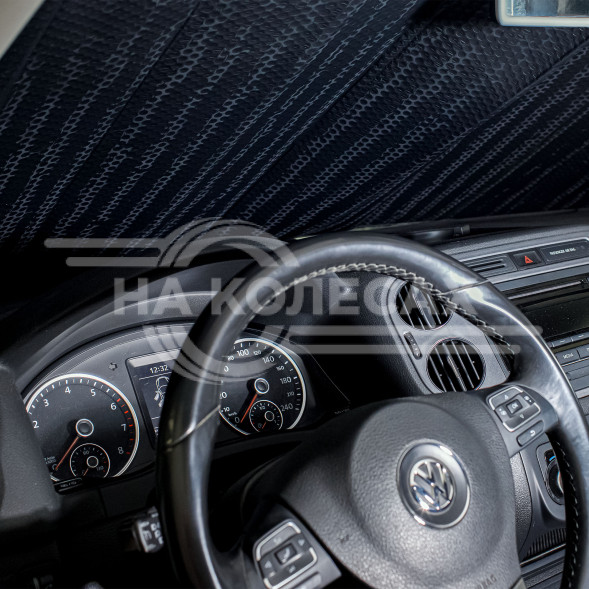 Шторка солнцезащитная PRO 80*150см на лобовое стекло, 200г/м2, черный/серый