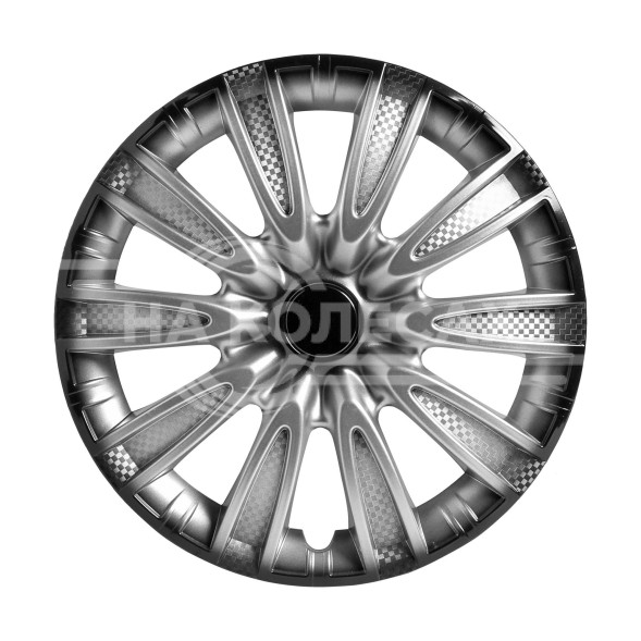 Колпаки колесные 16&quot; &quot;Торнадо +&quot;, серебристо-черный, карбон, компл. 2 шт.