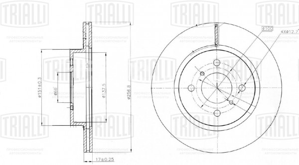 Диск тормозной передний для автомобилей Chery Kimo/QQ (08-) d=257