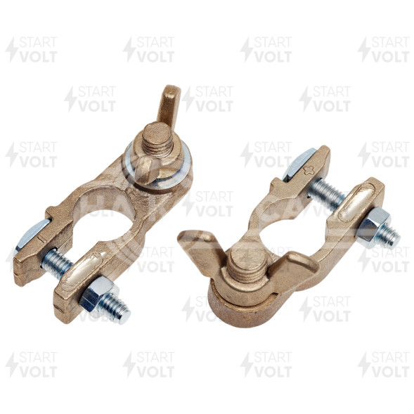 Клеммы АКБ в комплекте латунь, гайка-барашек 8мм