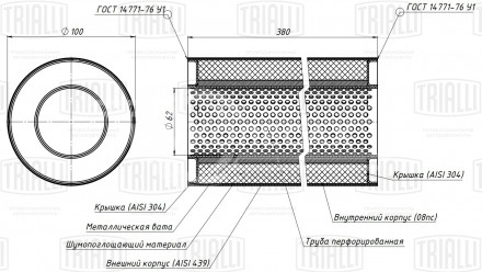 Пламегаситель универсальный 100/380-60 (нержавеющая сталь)